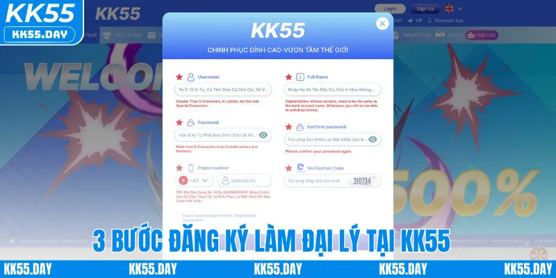 Đại Lý KK55 5 3 bước đăng ký làm đại lý tại KK55
